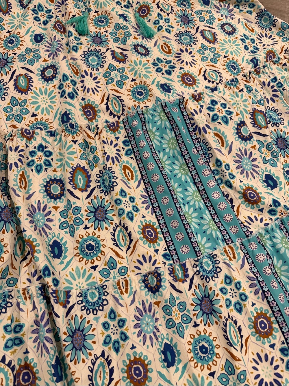 SHEIN Turquoise Floral Tiered Maxi Skirt - Picture 2 of 5